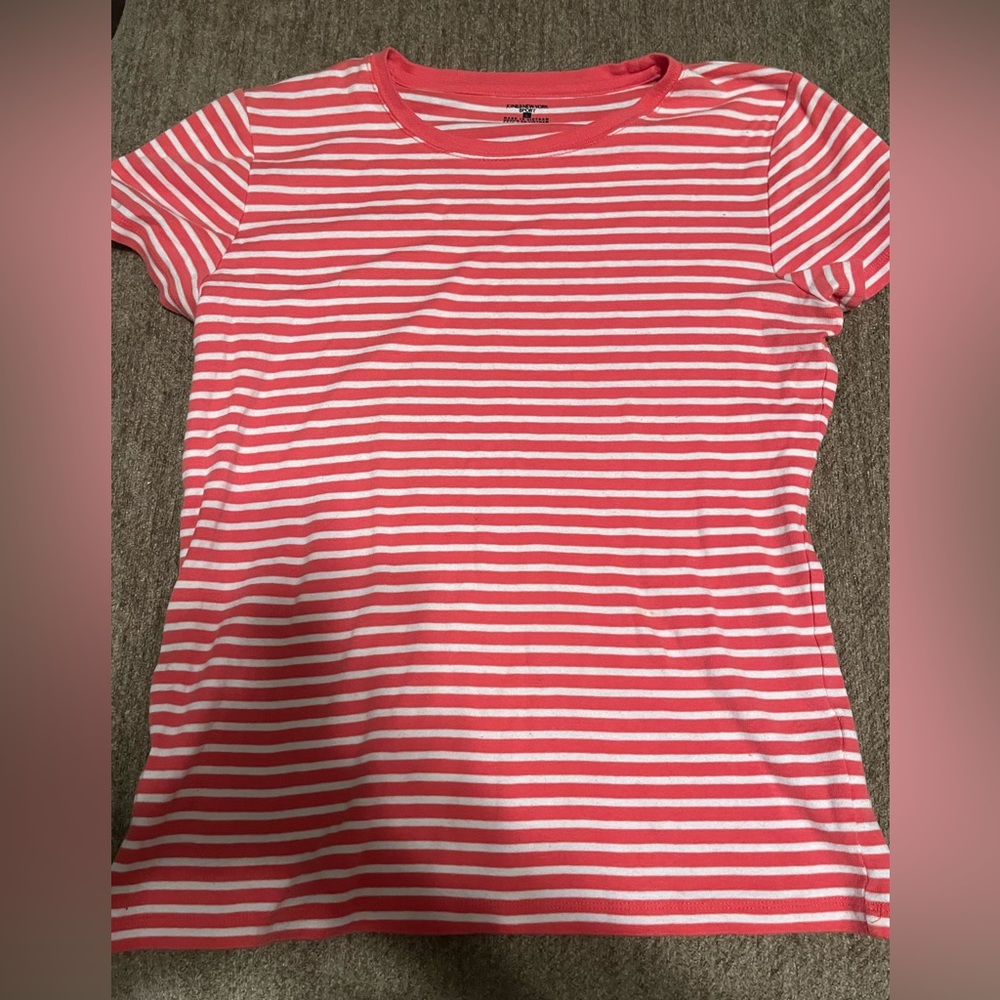 This is a pink and white stripped shirt